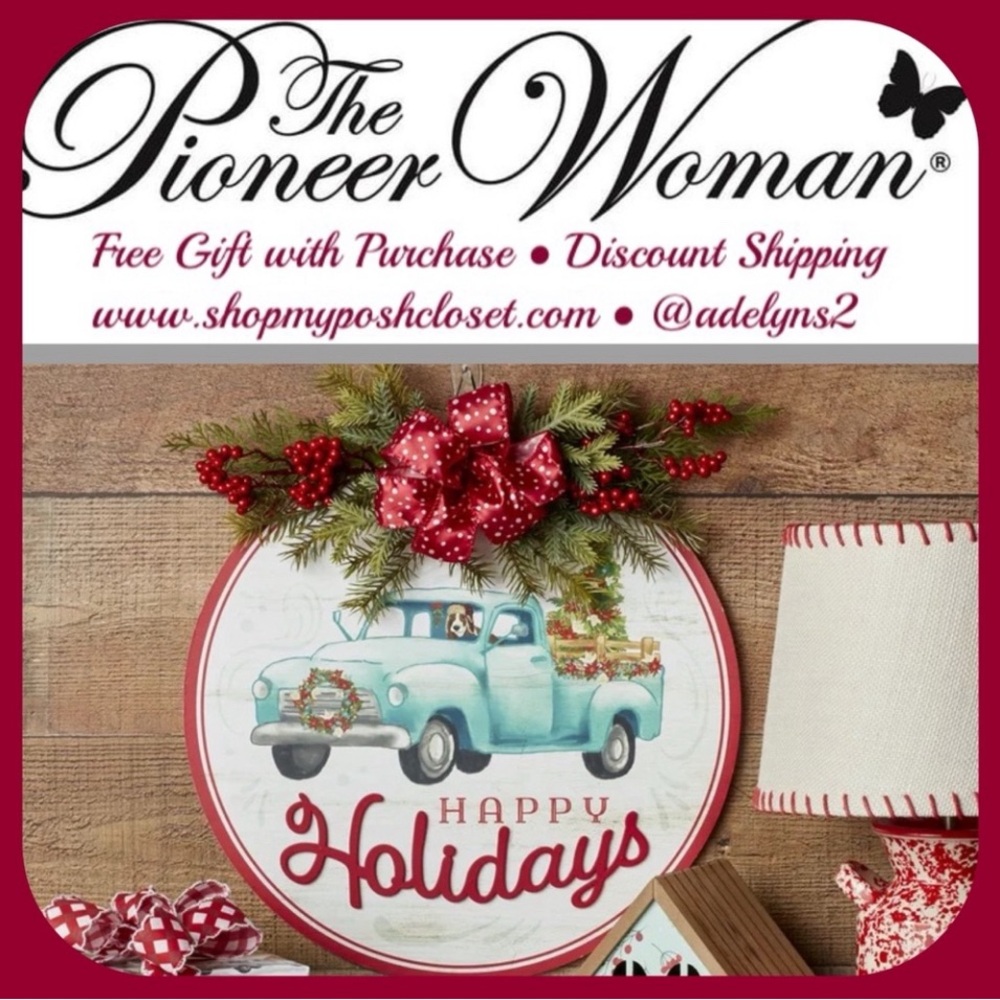 2021 🌺 New Pioneer Woman Charlie Holiday Pickup Truck Wall Hanging Sign Teal